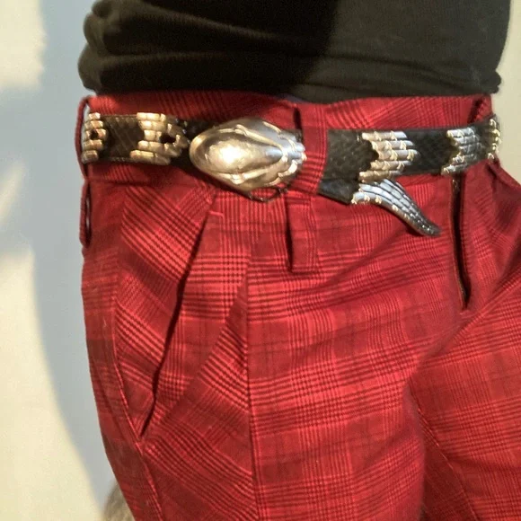 L.A.M.B. Gwen Stefani Plaid Y2K Punk Rock Pants black red skinny low rise - Picture 5 of 16